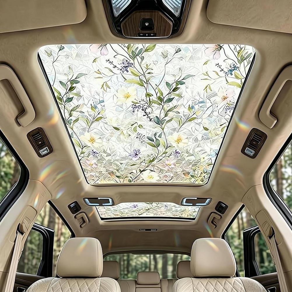 Floral Stained Glass Car Sunro - Glass Protector Auto ulasan dan harga