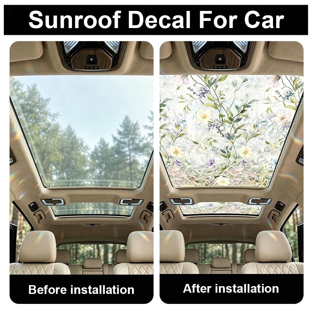 Floral Stained Glass Car Sunro - Glass Protector Auto ulasan dan harga