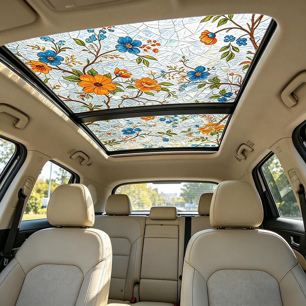 Floral Stained Glass Car Sunro - Glass Protector Auto ulasan dan harga